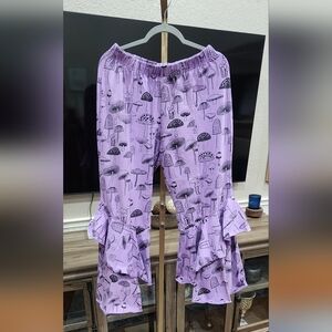 NEW!!! Gypsy Rose One Size Purple Mushroom Print Bell Bottoms